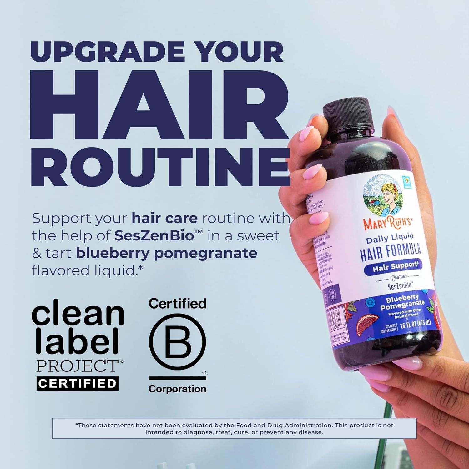MARYRUTH’S Daily Liquid Hair Formula |500 mg SesZenBio?+2,500 mcg Biotin Thicker