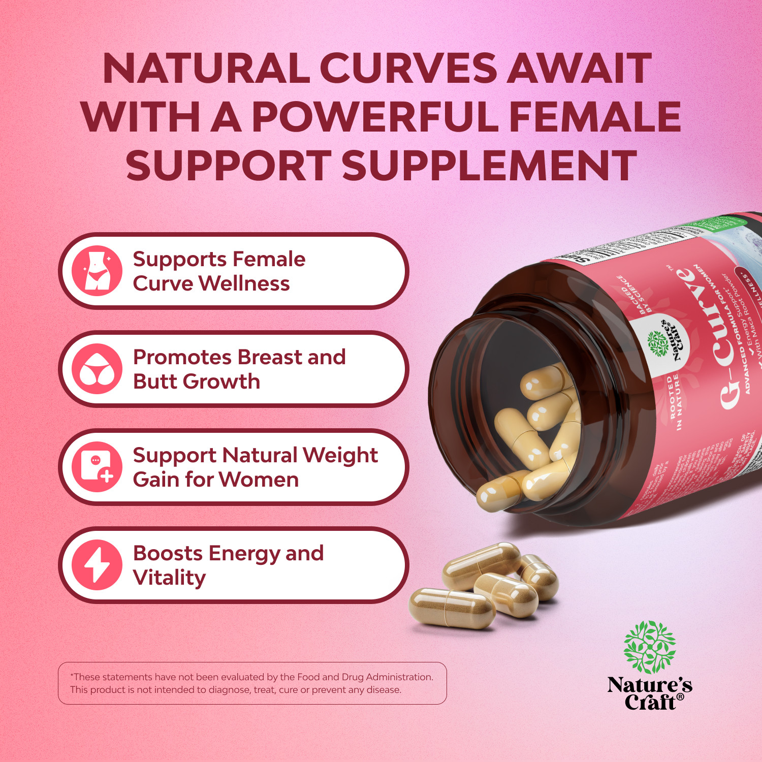 Natures Craft G-Curve Butt and Breast Enhancement Pills – Herbal Enhancer 60ct