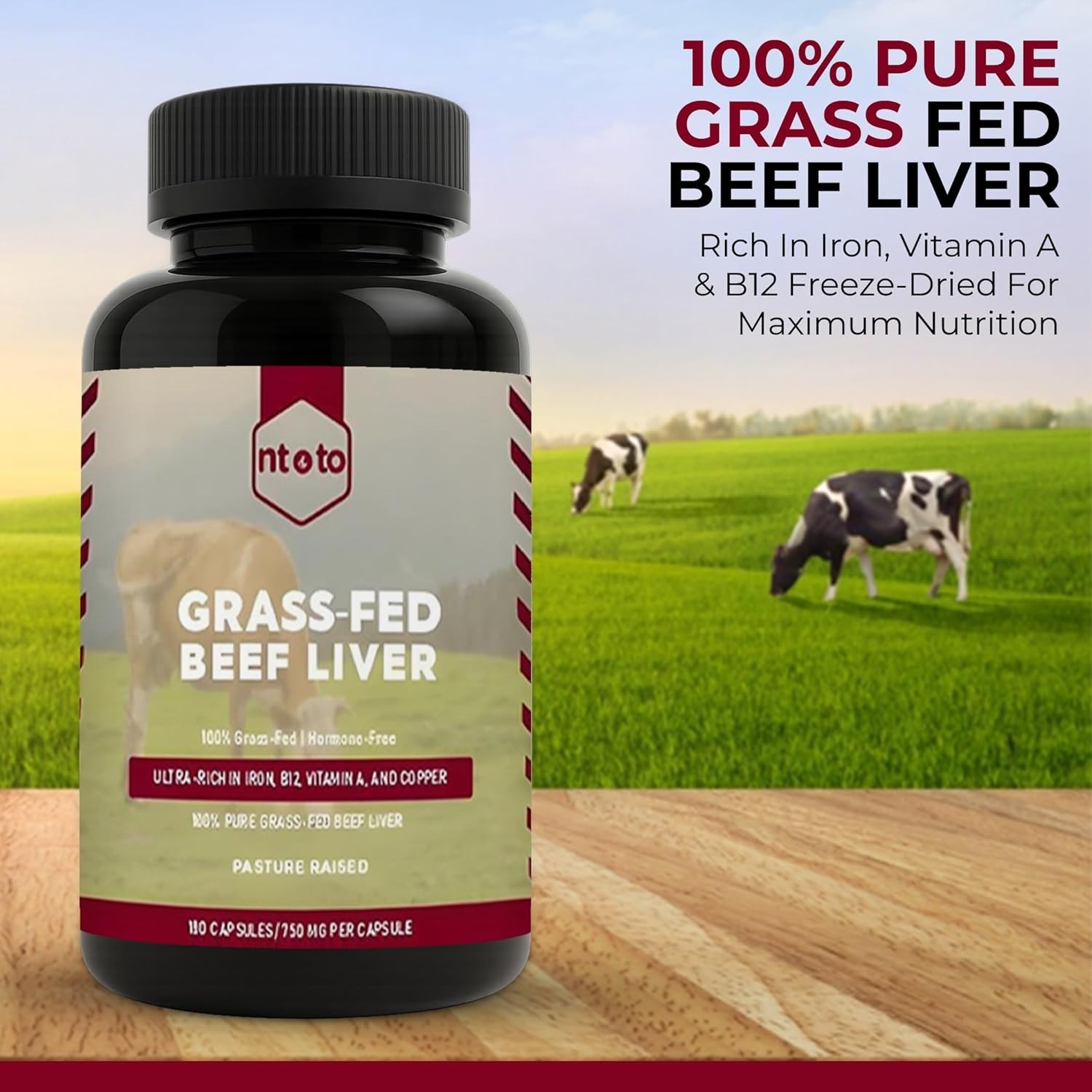Grass Fed Beef Liver Capsules – Pasture Raised – Micro-Nutrient Supplement 180ct