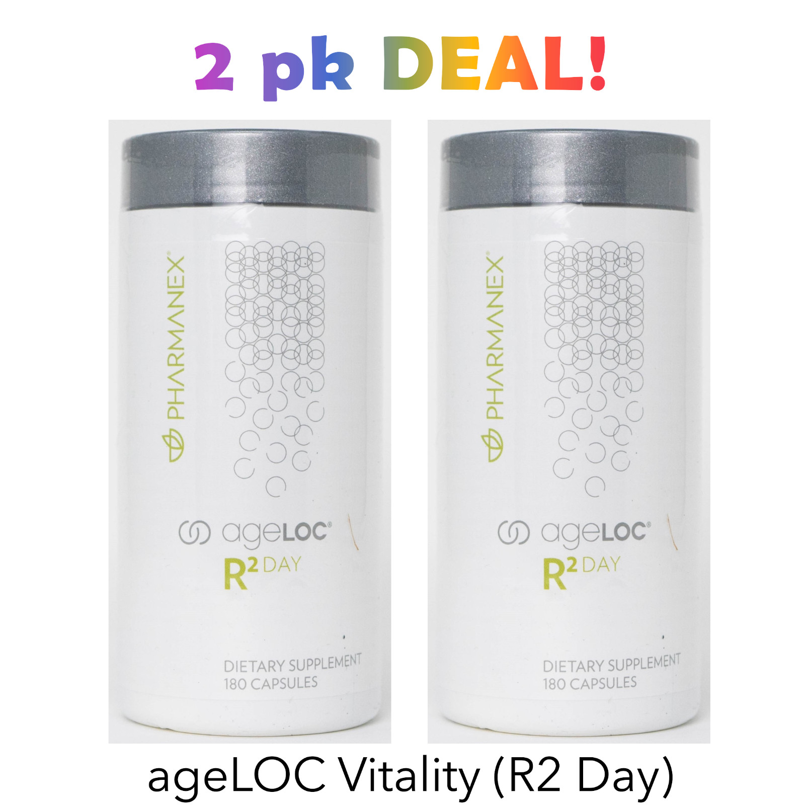 [2pk] Nu Skin NuSkin Pharmanex ageLOC Vitality (R2 Day) 180 Caps * 2 Exp 05/2026