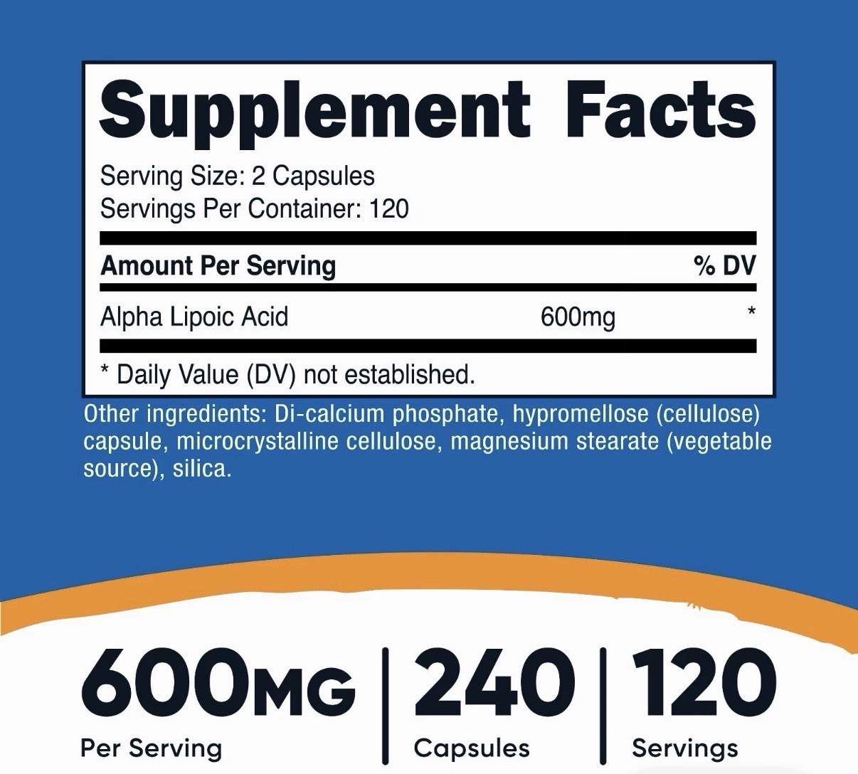 Nutricost Alpha Lipoic Acid 600mg Per Serving 240 Capsules