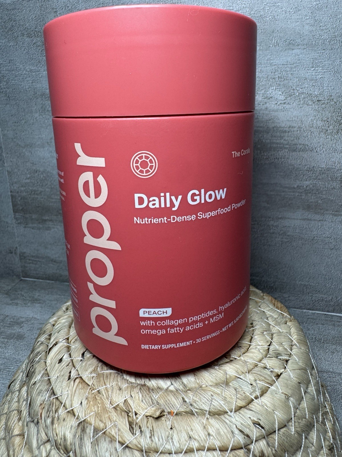 Proper Daily Glow Peach Superfood Powder 30 Servings Gluten-Free Exp 06/28/27