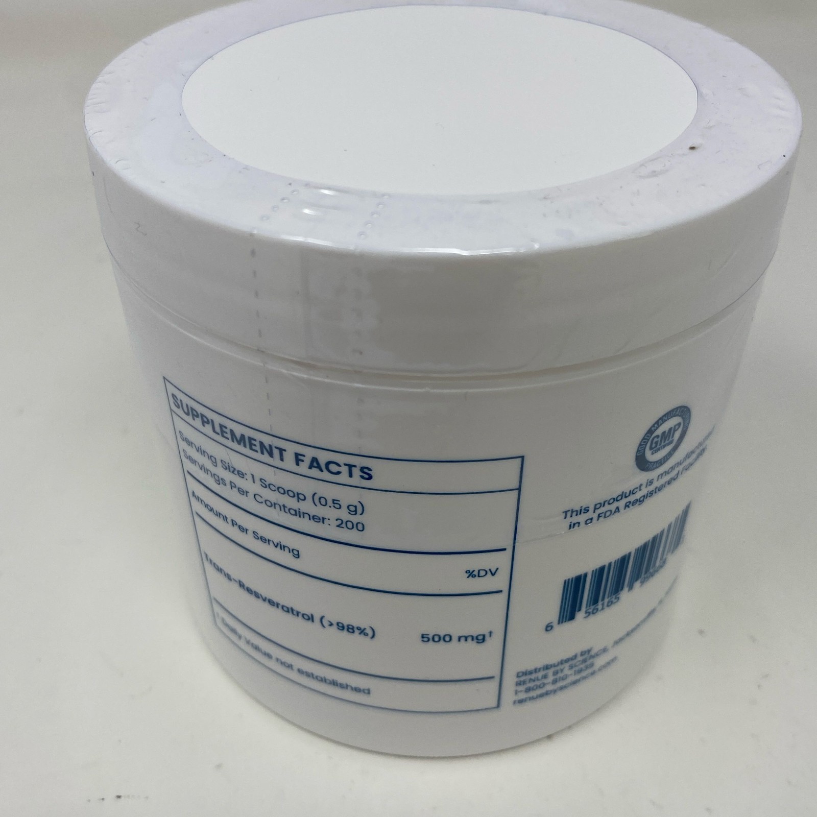 Renue By Science Trans-Resveratrol Powder 100g White Jar