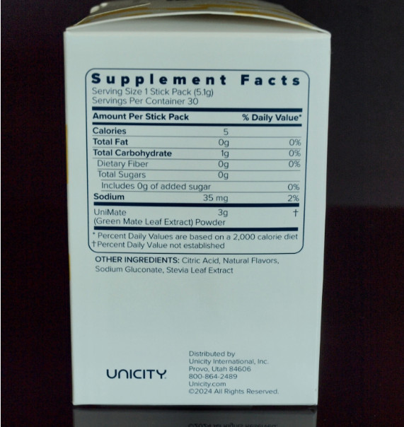 Unicity Unimate Lemon Flavor Yerba Mate Beverage Mix Energy Drink Sachets
