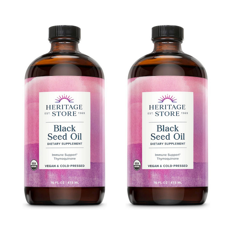 Heritage Store Black Seed Oil Liquid Organic 16 ounces (2 PACK)