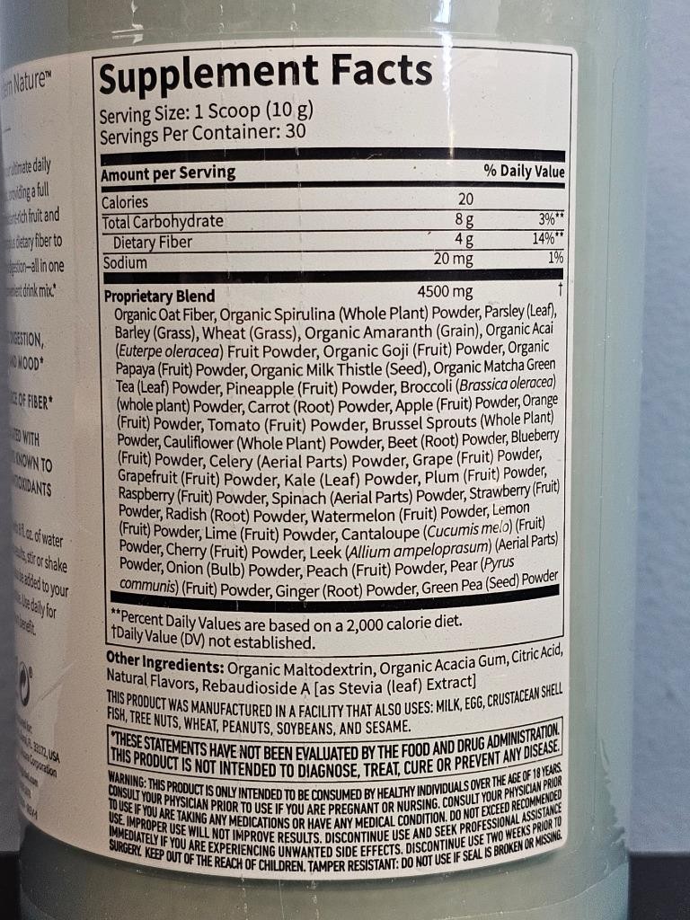 Monat Total Greens Superfood Mix Natural Berry Flavor 10.5 oz NEW Exp 4/2026