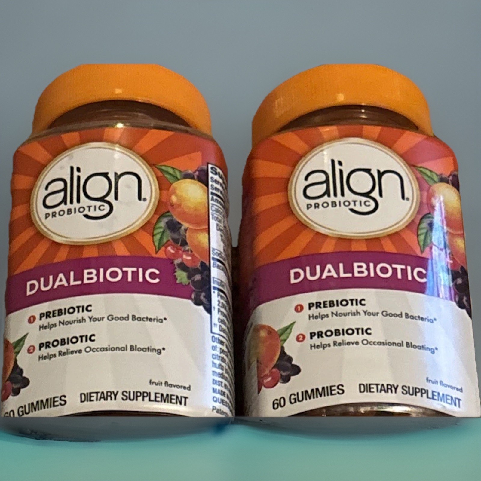 Align Dualbiotic Prebiotic+Probiotic Fruit Flavored 60 Gummies 2 Bottles 1/27+