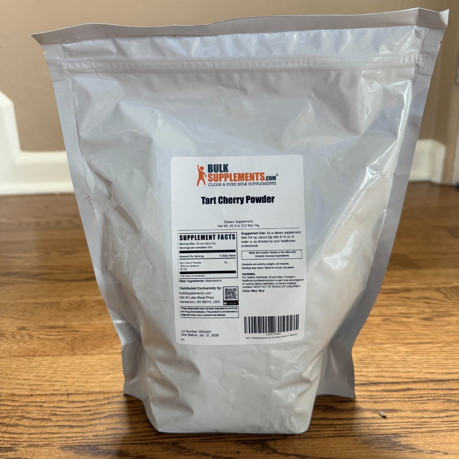 BulkSupplements Tart Cherry Powder – 1 kg (2.2 lbs)