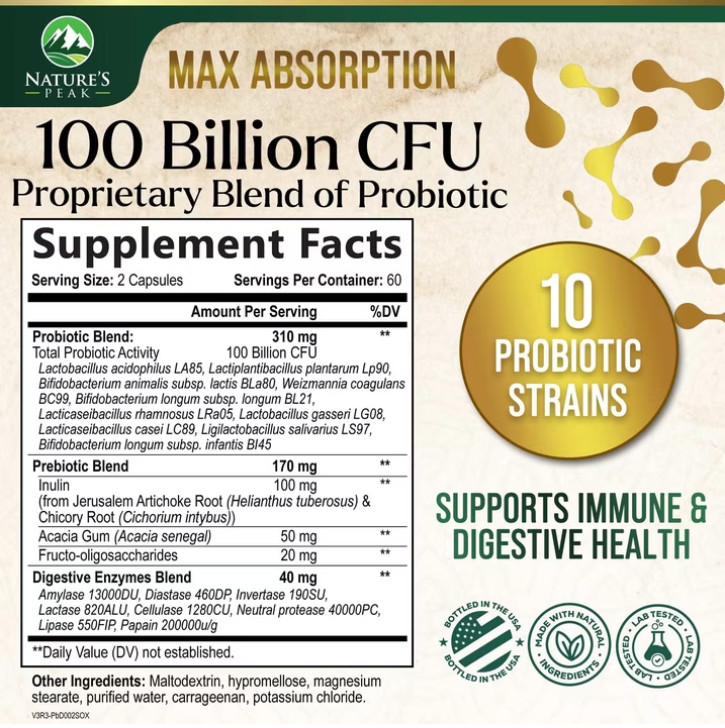 Probiotics for Women’s Digestive Health – 100 Billion CFU, 16 Strains Prebiotics