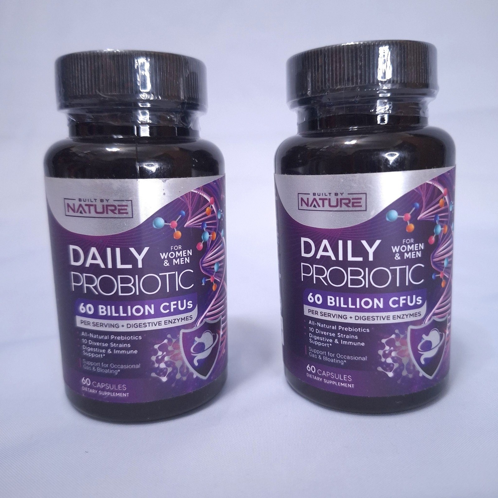 Built By Nature Daily Probiotic 60 Billion CFUs 60 Capsules Exp 03/2026 – 2 Pack