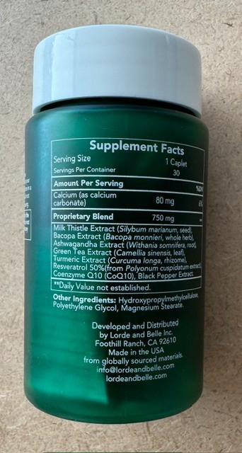 Lorde & Belle LB Optimizer 3.0 NRF2 Dietary Supplement 30 Caplets Exp 12/20/2026