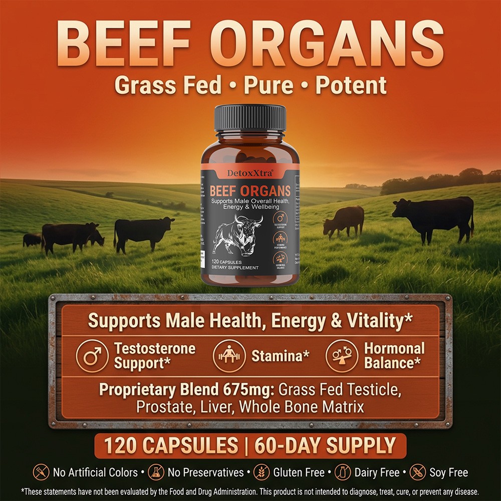 GrassFed Beef Organs Capsules-Support for Male Vitality,Prostate&Hormone Balance