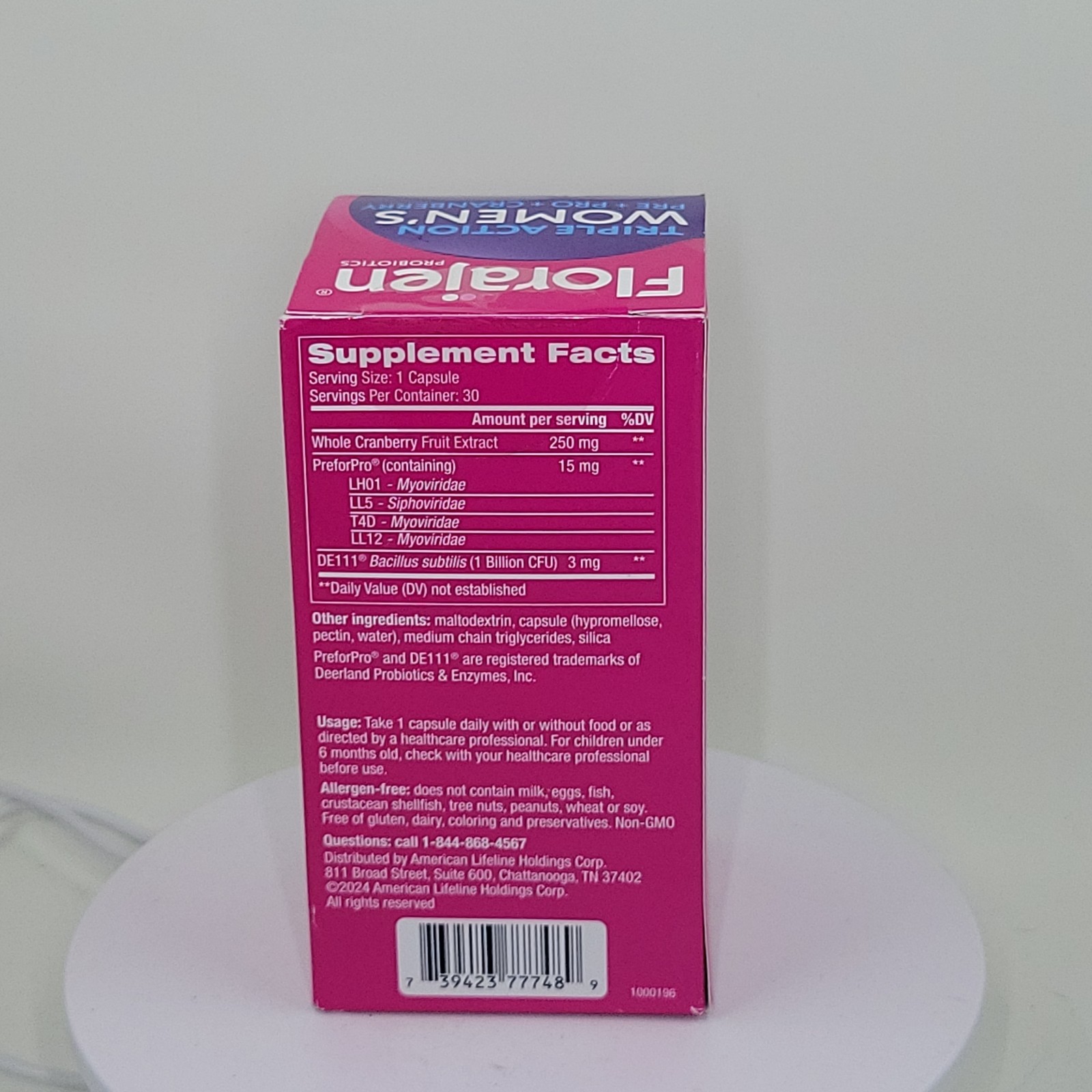 Florajen Women’s Triple Action Probiotic Pre + Pro + Cranberry 30 Caps EXP 09/26