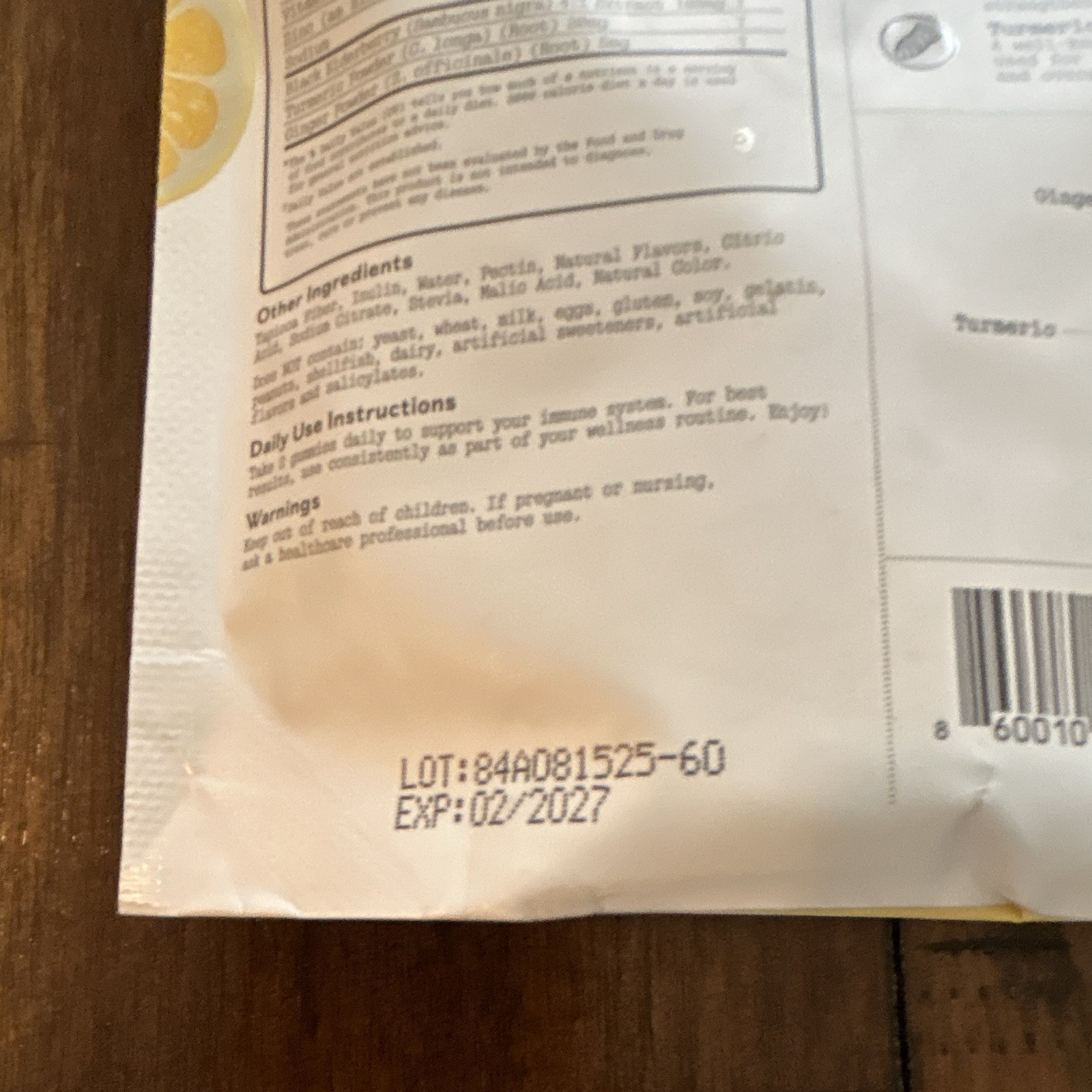 Barker Wellness Co Immunity Gummies Lemon Lime 60 ct Exp 02/2027