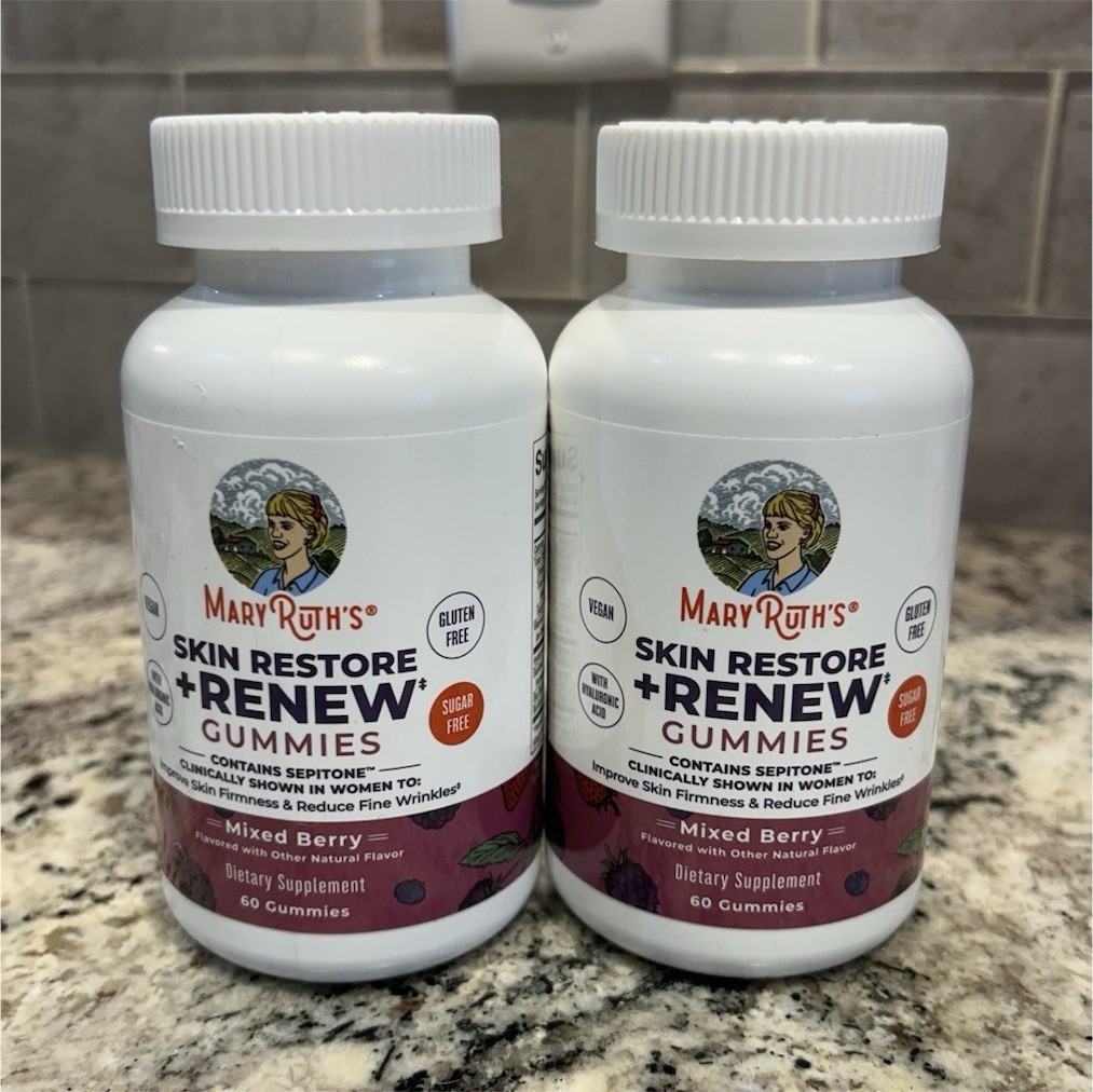 MaryRuth’s Skin Restore + Renew Gummies Mixed Berry Sugar-Free 60 Ct Bundle