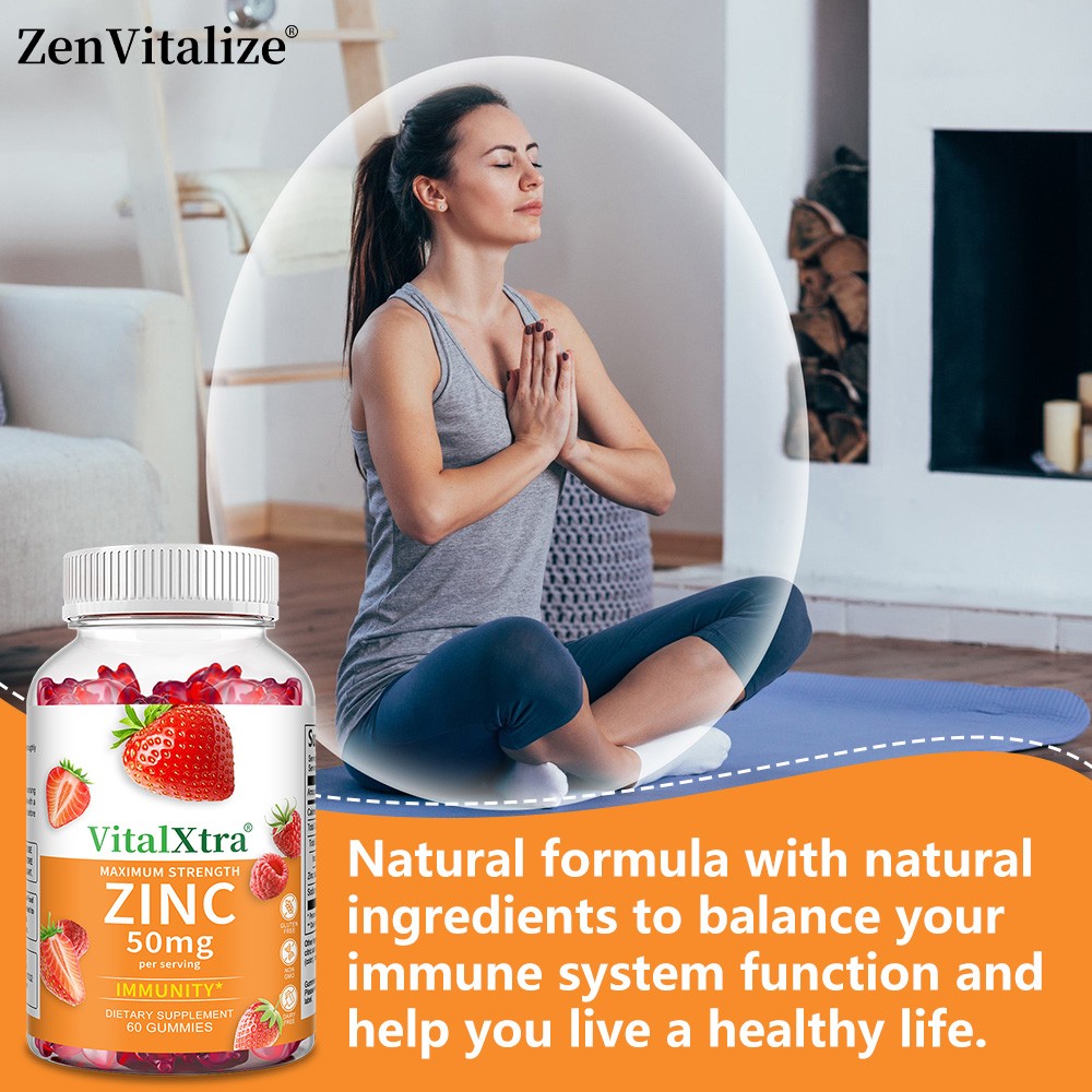 Zinc Gummies 50mg – Immune Support, Strawberry & Raspberry Flavor
