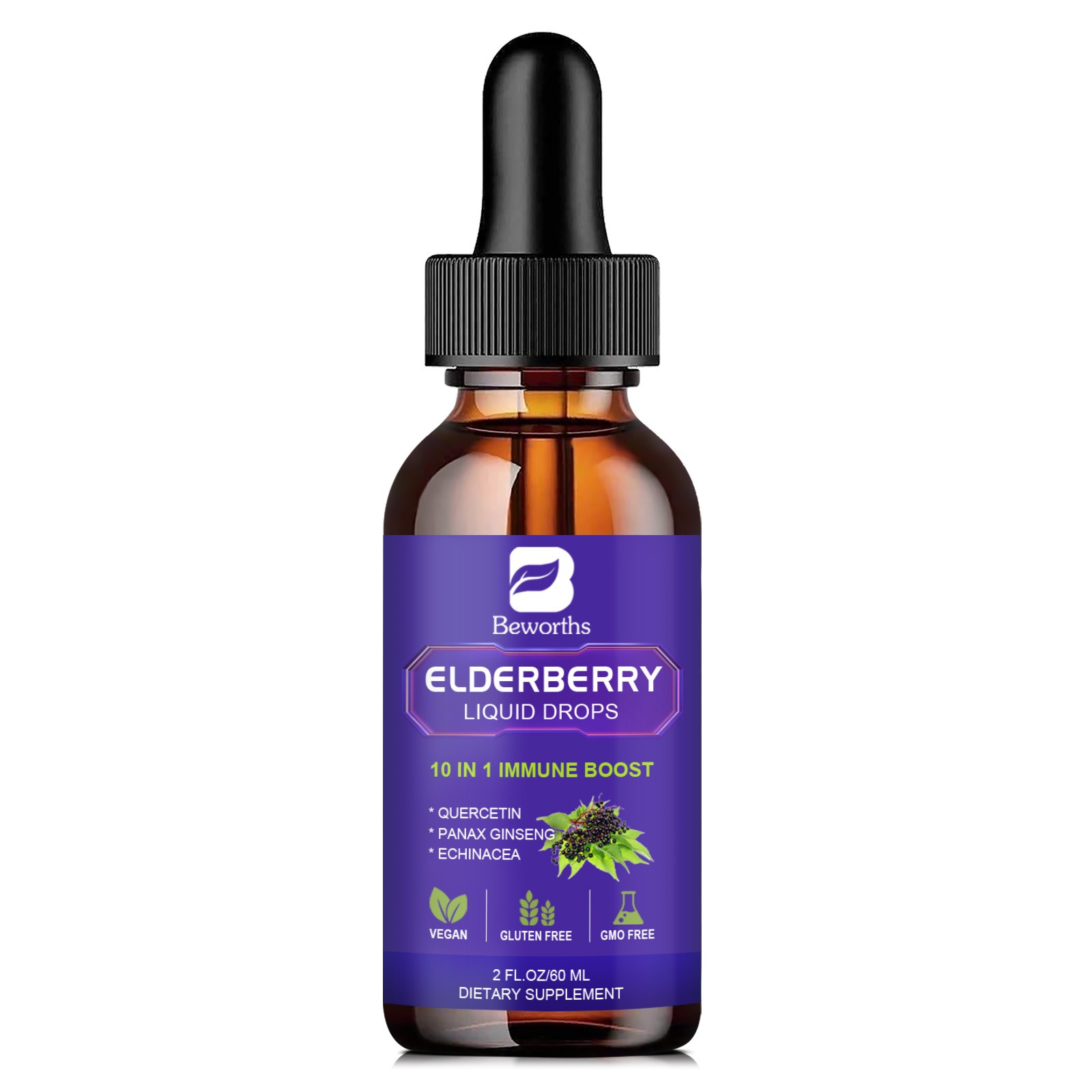 Black Elderberry 3000mg Capsules – Immune Support&Antioxidant 120ct,High Potency