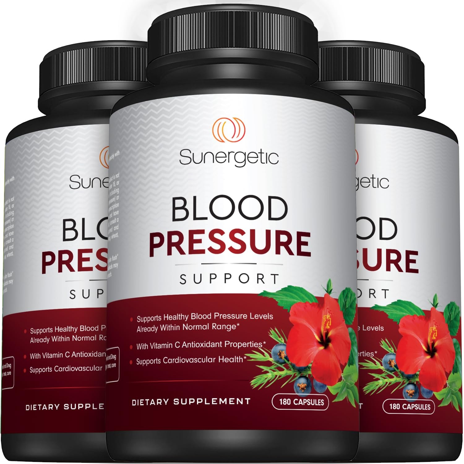 Sunergetic Premium Blood Pressure Support Supplement 180 Count (Pack of 1)