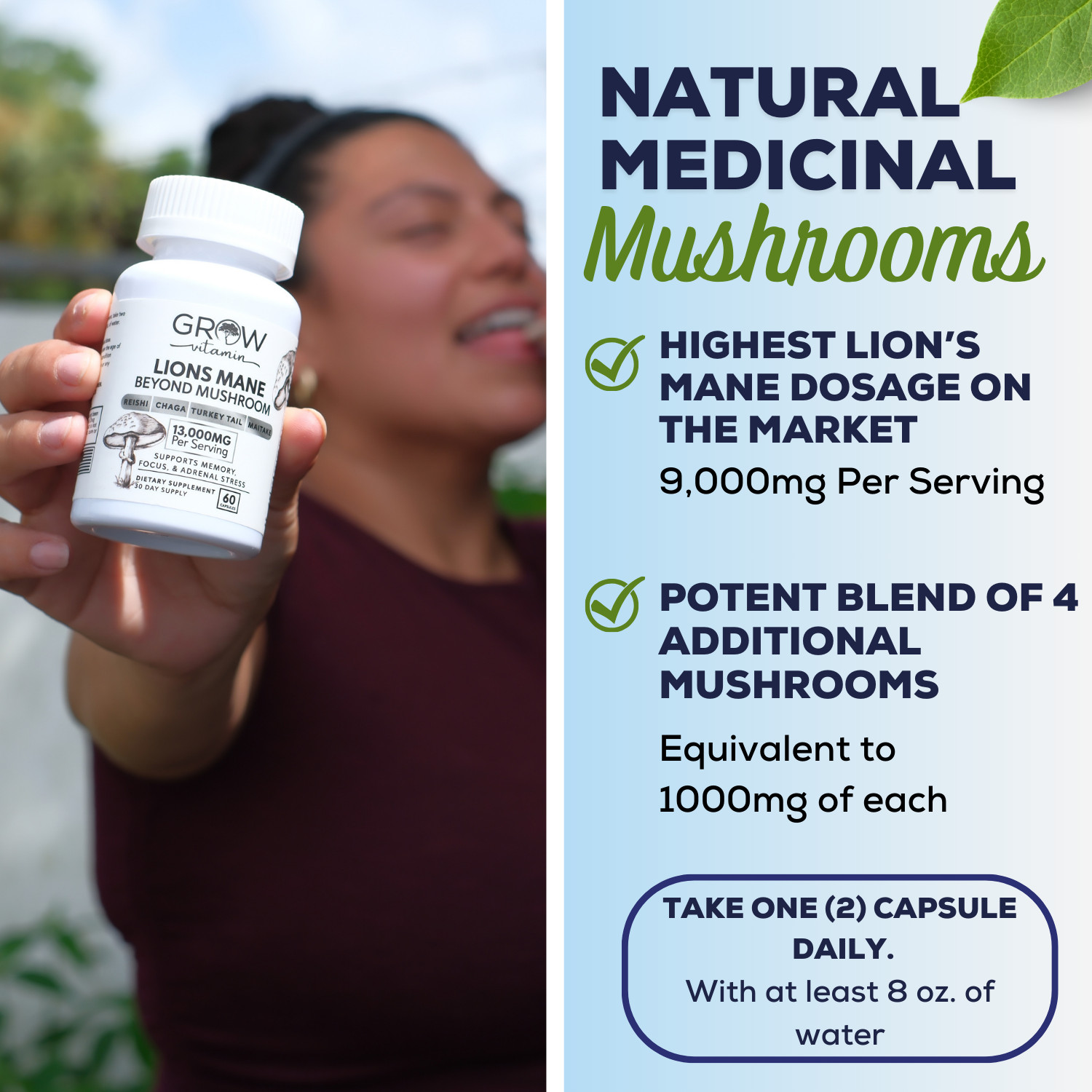 Genius Mushroom Supplement – Lions Mane, Cordyceps, Reishi – Brain Nootropic for