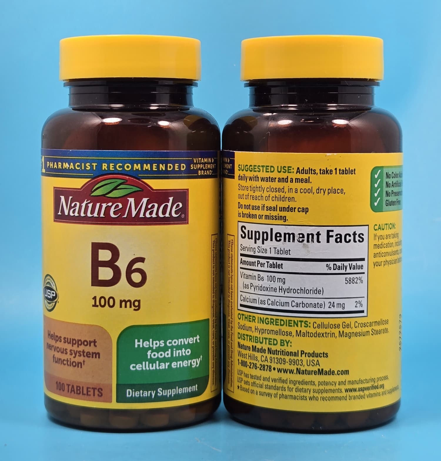Lot Of 2 Nature Made Vitamin B-6 100 Mg, Tablets, 100-Count, Exp 03/2030+