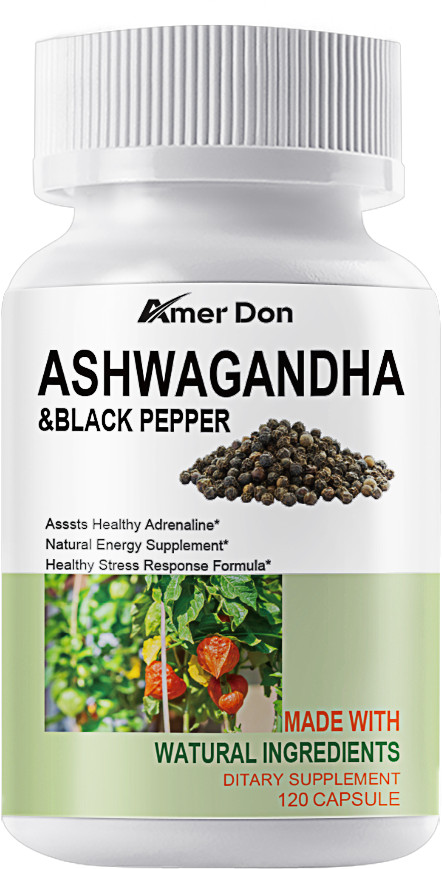 Organic Ashwagandha Capsules 1300mg Supplement w/Black Pepper Root Powder 120Pc