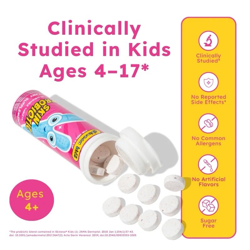 Skinesa Kids Chewable Tablet Berry – Skin Probiotic 30 tablets – Ages 4+ eczema