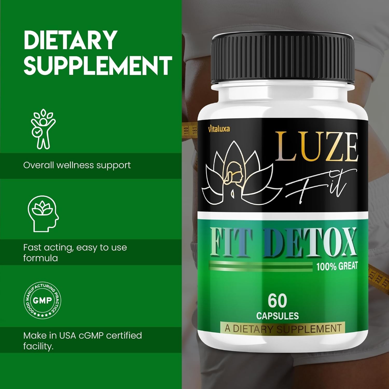 (3 Pack) Luze Fit Detox Pills, Detox Formula for Natural Weight (180 Capsules)
