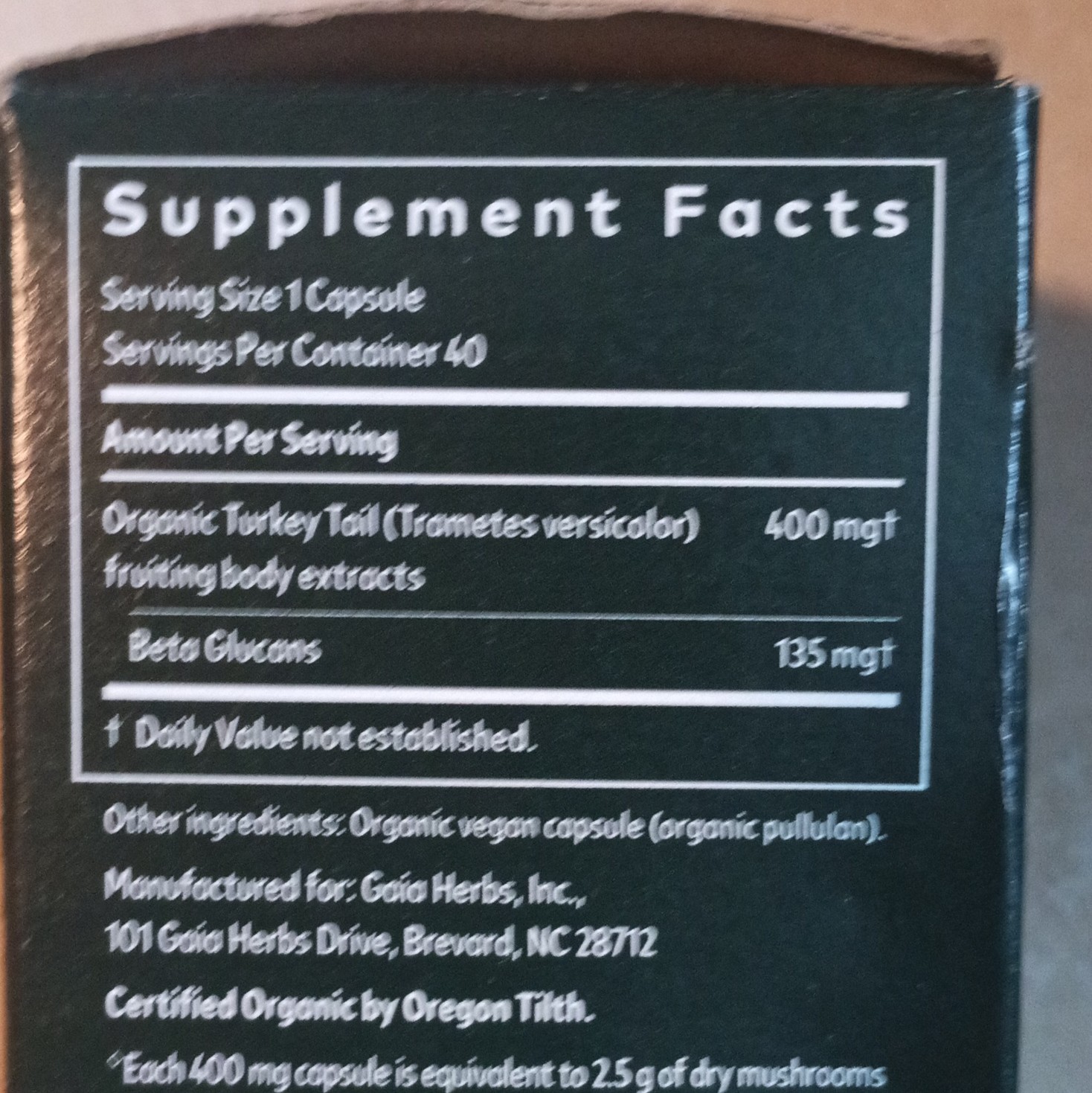 Gaia Herbs Turkey Tail Mushroom Immune & Liver Support 40 Caps Exp 02/28