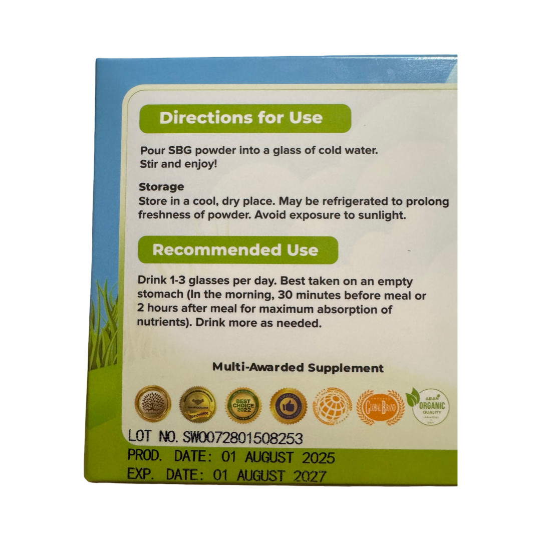 SBG Salveo Barley Grass Powder ON The GO, 3grams x 12 sachets