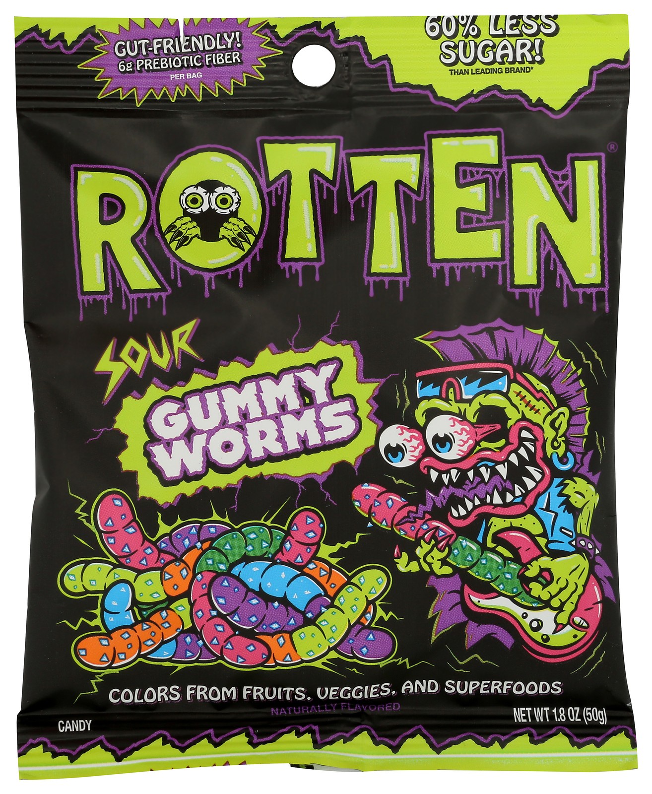 Rotten Sour Candy Gummy Worms Gummies 37G 8 Pack