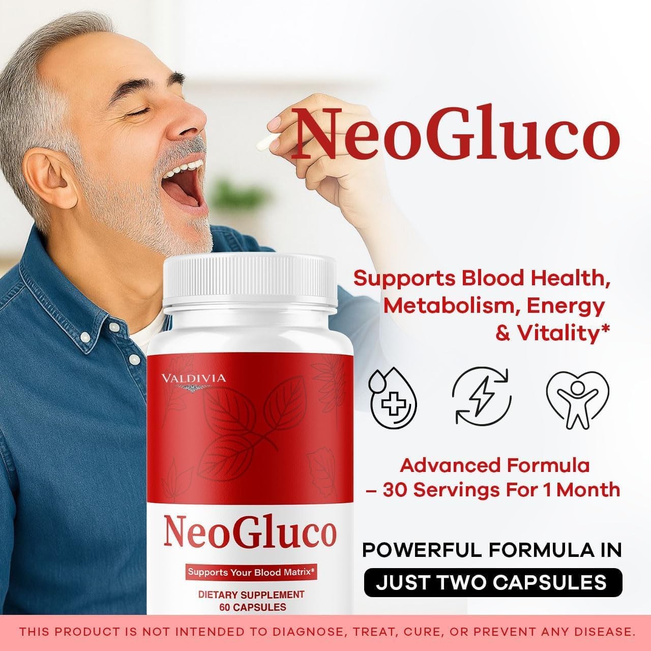 Valdivia NeoGluco 120 Capsules 2 Pack Blood Sugar Support Supplement Made in USA