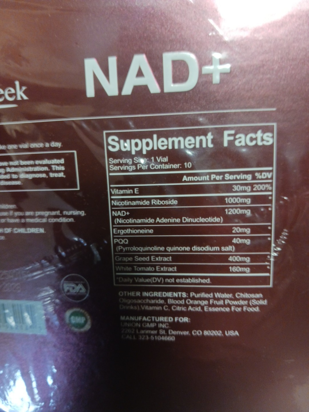 Perseek NAD+ Advanced Cellular Renewal Supplement 15ml x 10 Vials Adult