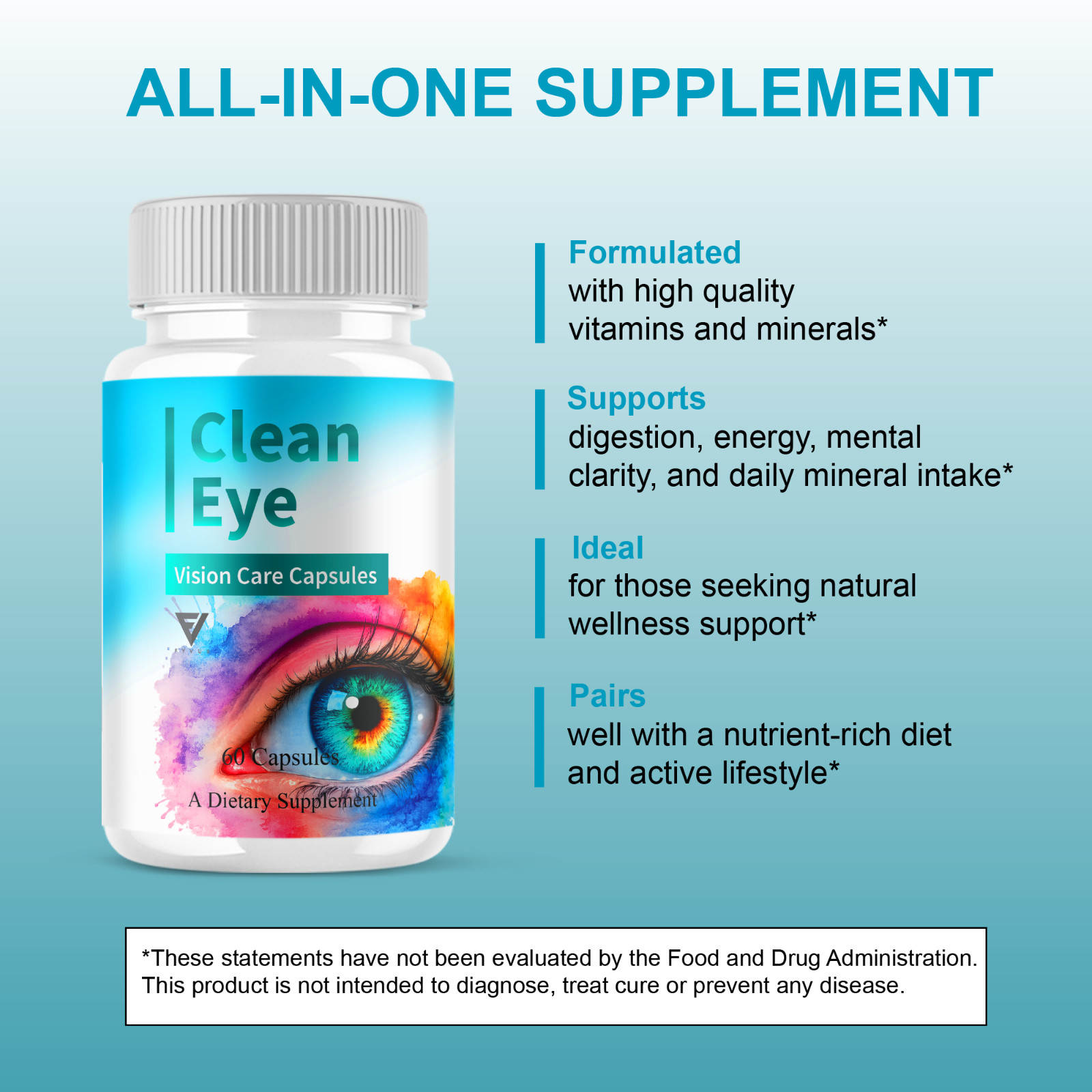 (2 Pack) Clean Eye Capsules, CleanEye Vision Care Supplement (120 Capsules)