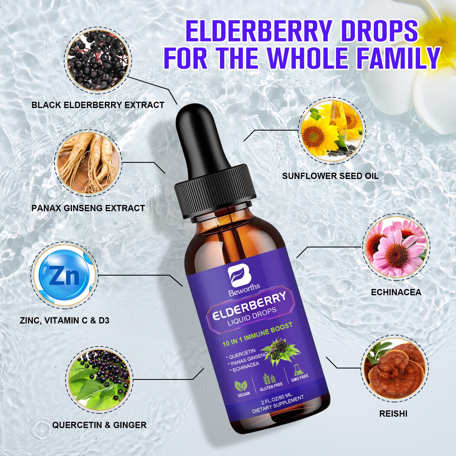 Black Elderberry 3000mg Capsules – Immune Support&Antioxidant 120ct,High Potency