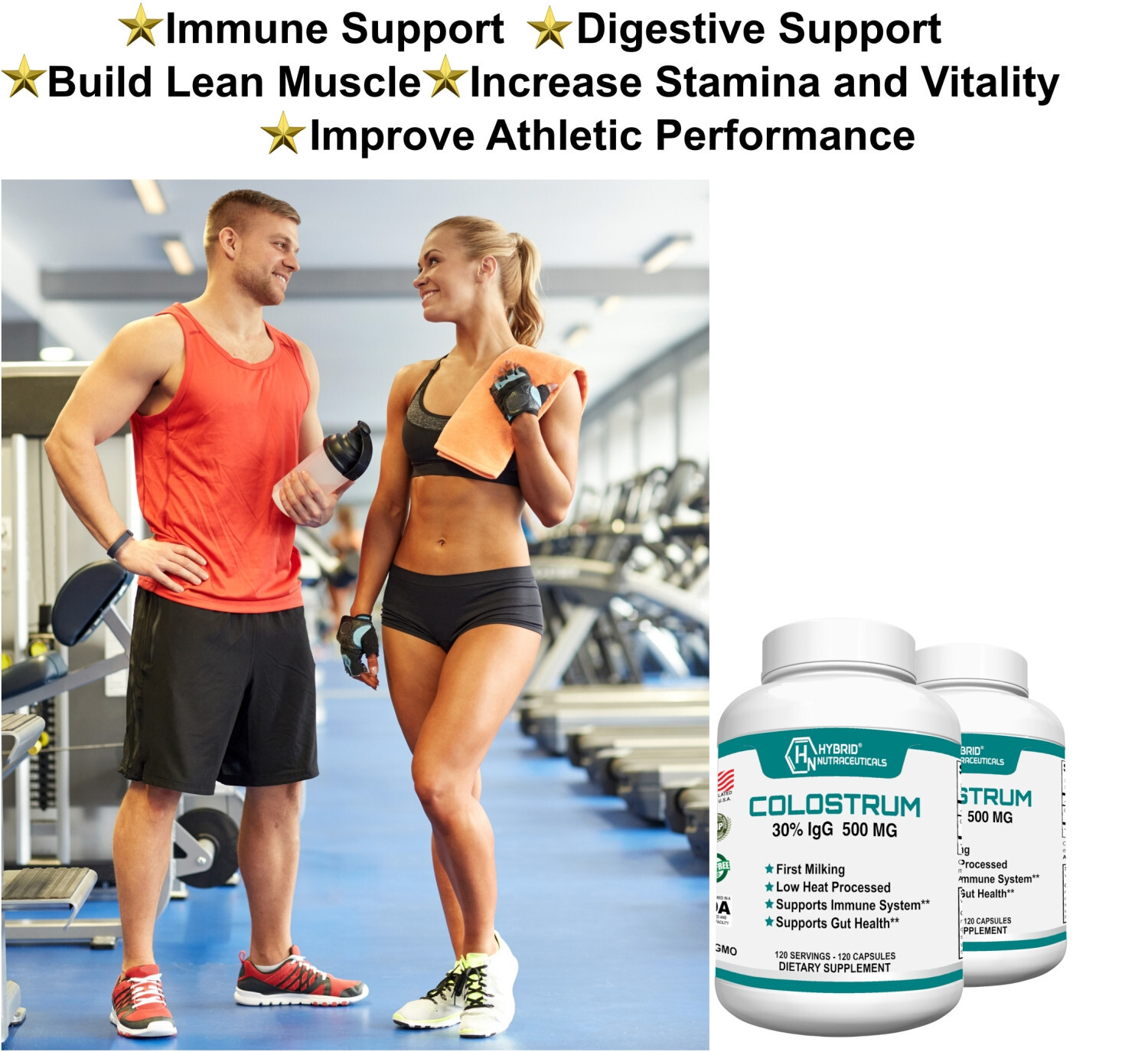 Bovine Colostrum Supplement – 30% IgG Lactoferrin, Immune Support (2 Pack)