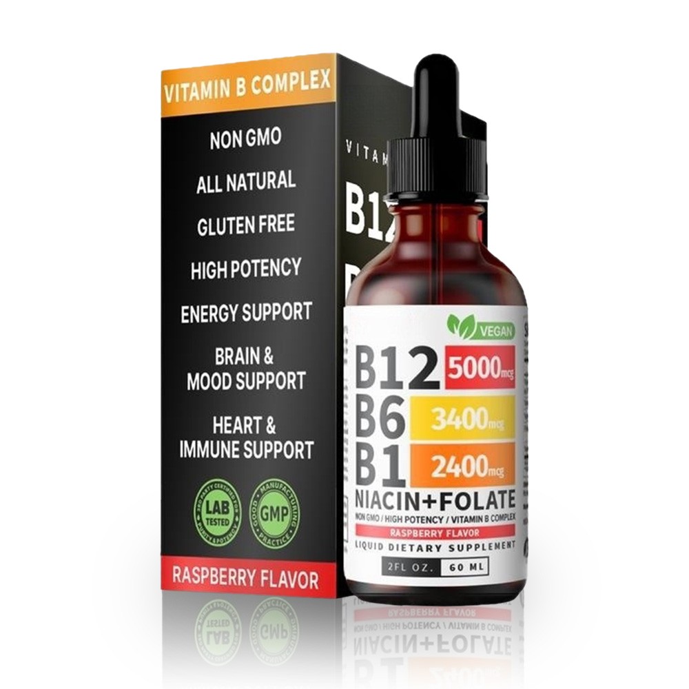 1~3x Vitamin B12 and B6 Liquid Drops, B12 Sublingual B Complex-B12 5000mcg 60ml