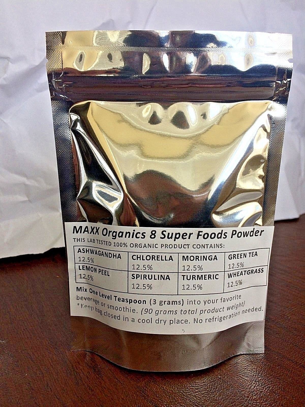 MAXX Organics GREEN SUPERFOOD POWDER 30 Day Supp Compare Organifi, Amazing Grass