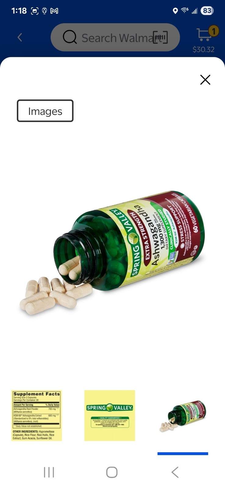 Ashwagandha Dietary Supplement./Extra Extrenght/300 Mg Per Serving. 60 Veg Caps