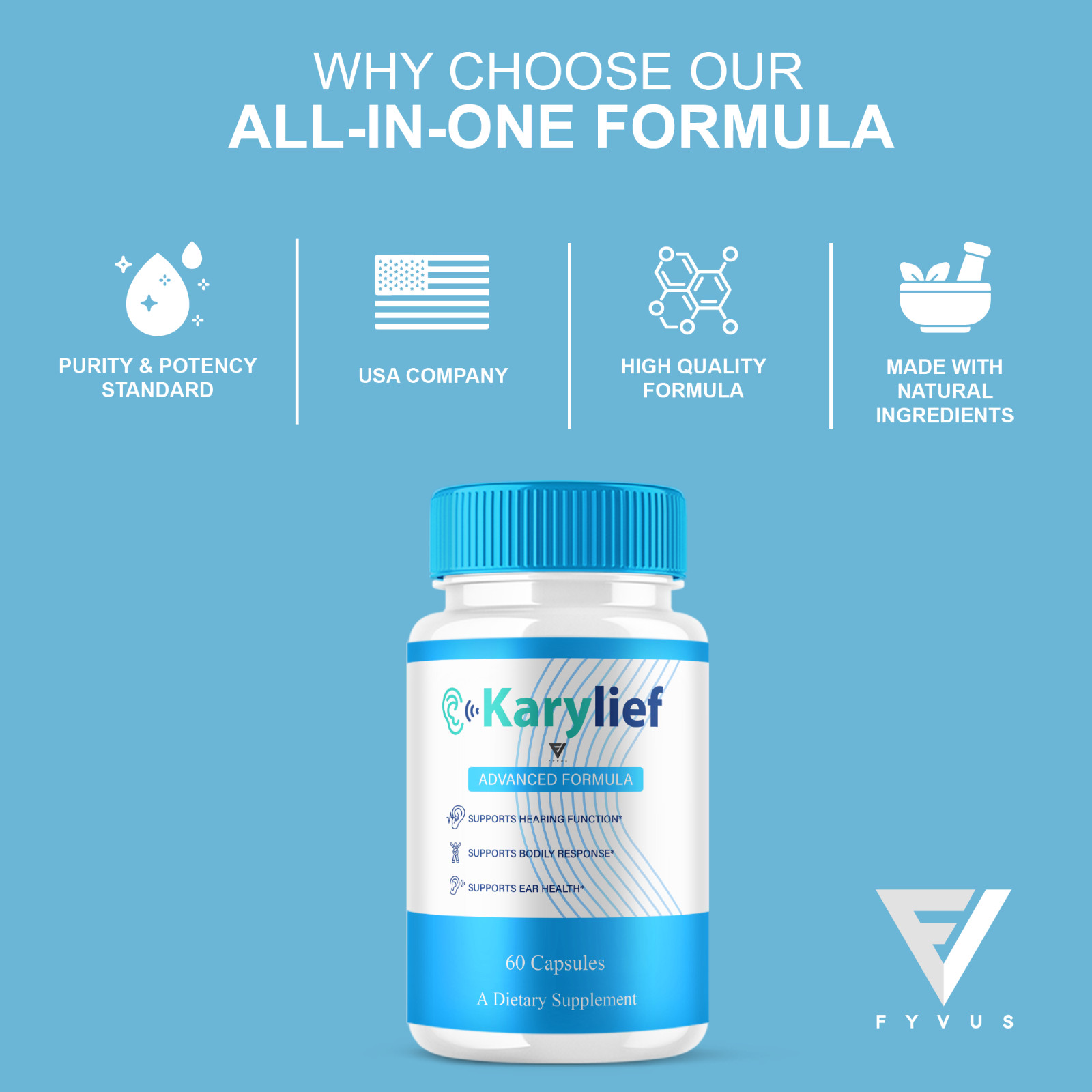 (3 Pack) Karylief Tinnitus Capsules, Kary lief Ear Health Support (180 Capsules)
