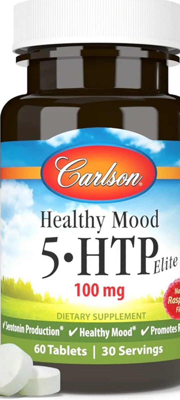 CARLSON HEALTHY MOOD 5-HTP ELITE 100mg 60 TABLETS EXP.09/2026 NEW SEALED .