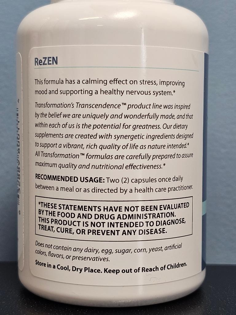 Transcendence ReZen Dietary Supplement 90 Capsules – New / Sealed! Exp 4/2027
