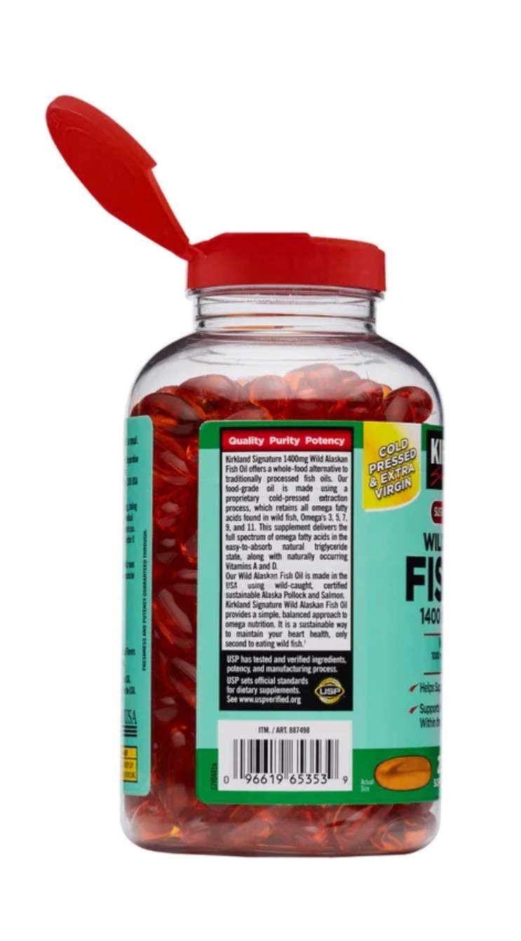Kirkland Signature Wild Alaskan Fish Oil 1400 mg., 230 Softgels EXP 08/2027