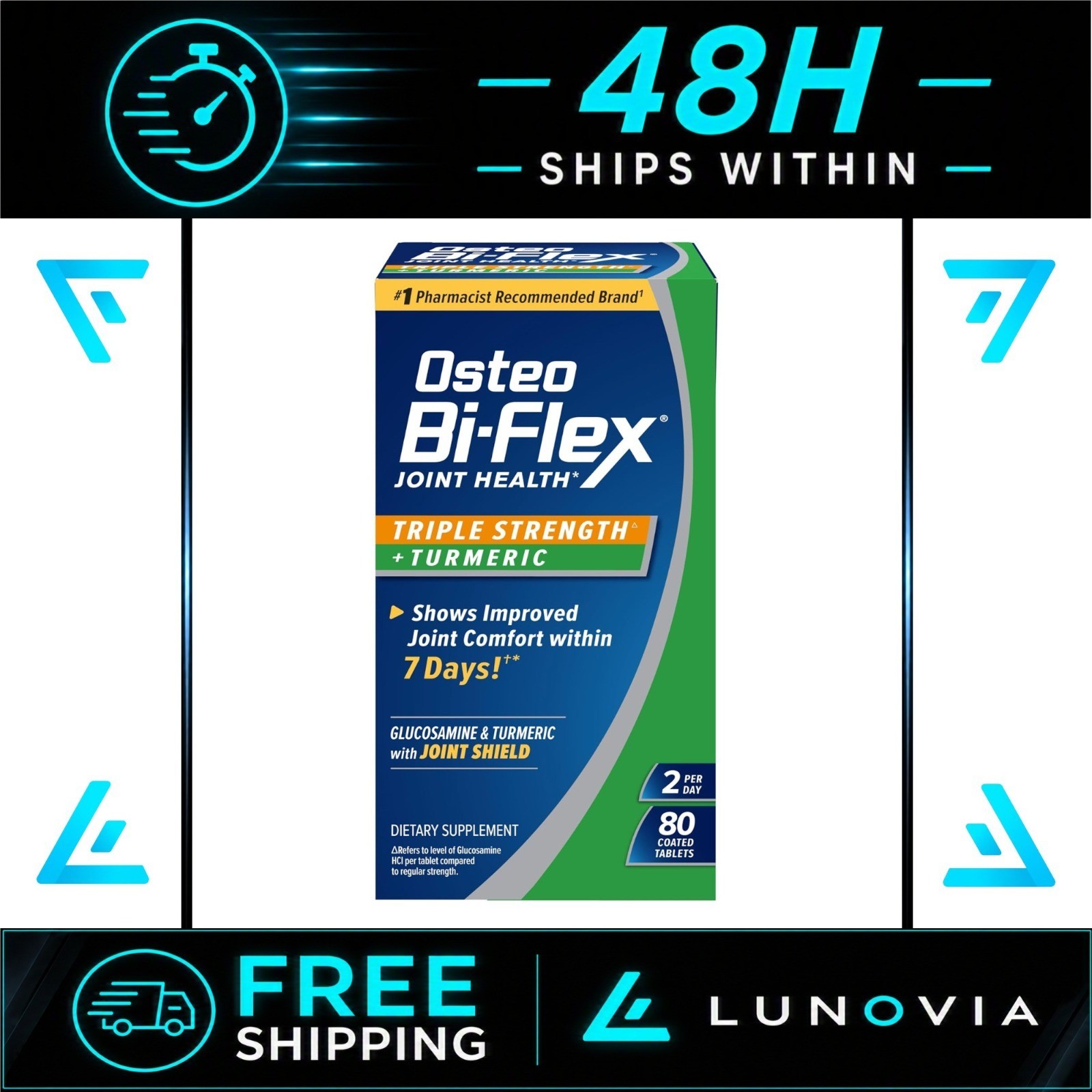 Osteo Bi-Flex Triple Strength Glucosamine with Turmeric, 80 Tablets