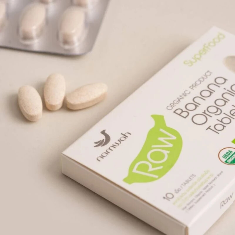Namwah Raw Banana Organic in Tablet Dietary Supplent Prebiotic, 10 Tablets