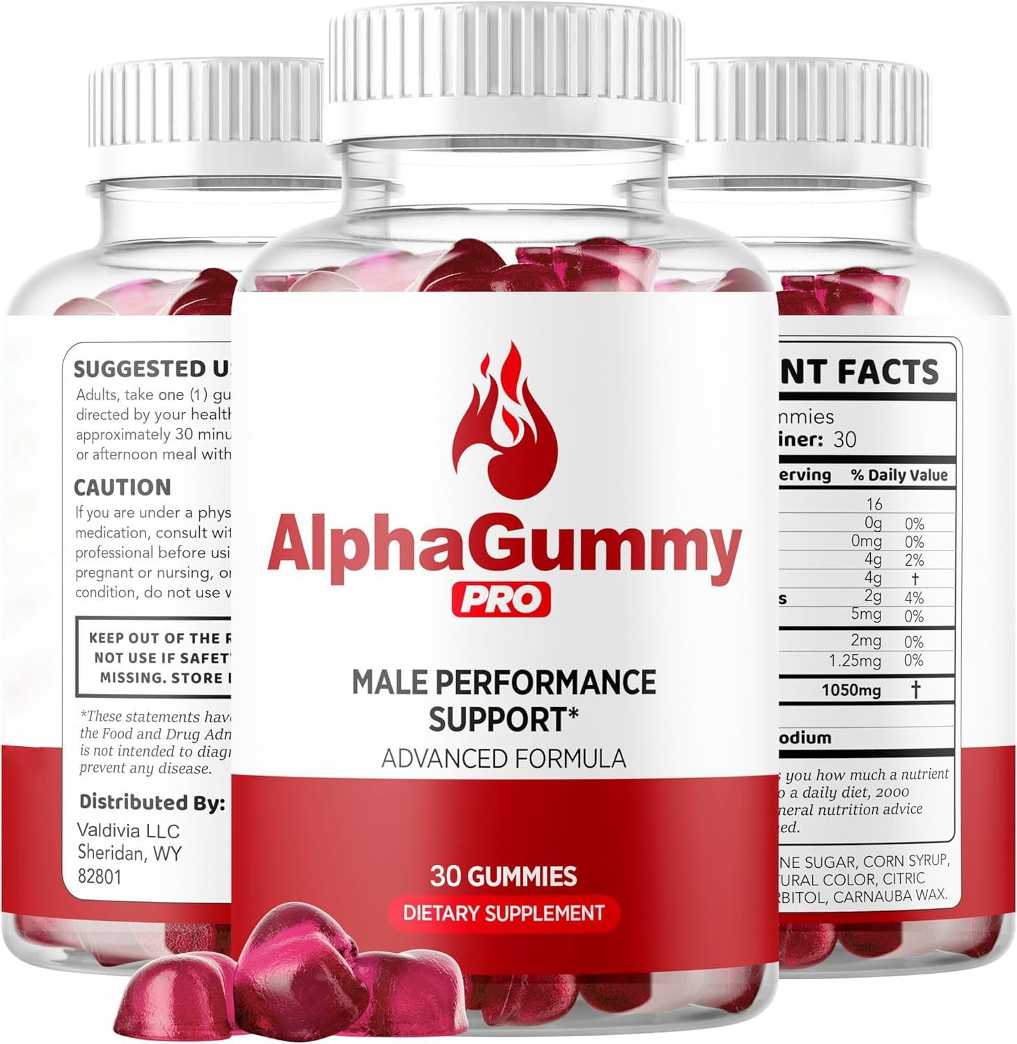 Alpha Gummy Pro Men Wellness Gummies Energy Vitality Support 1 Pack 30Gt