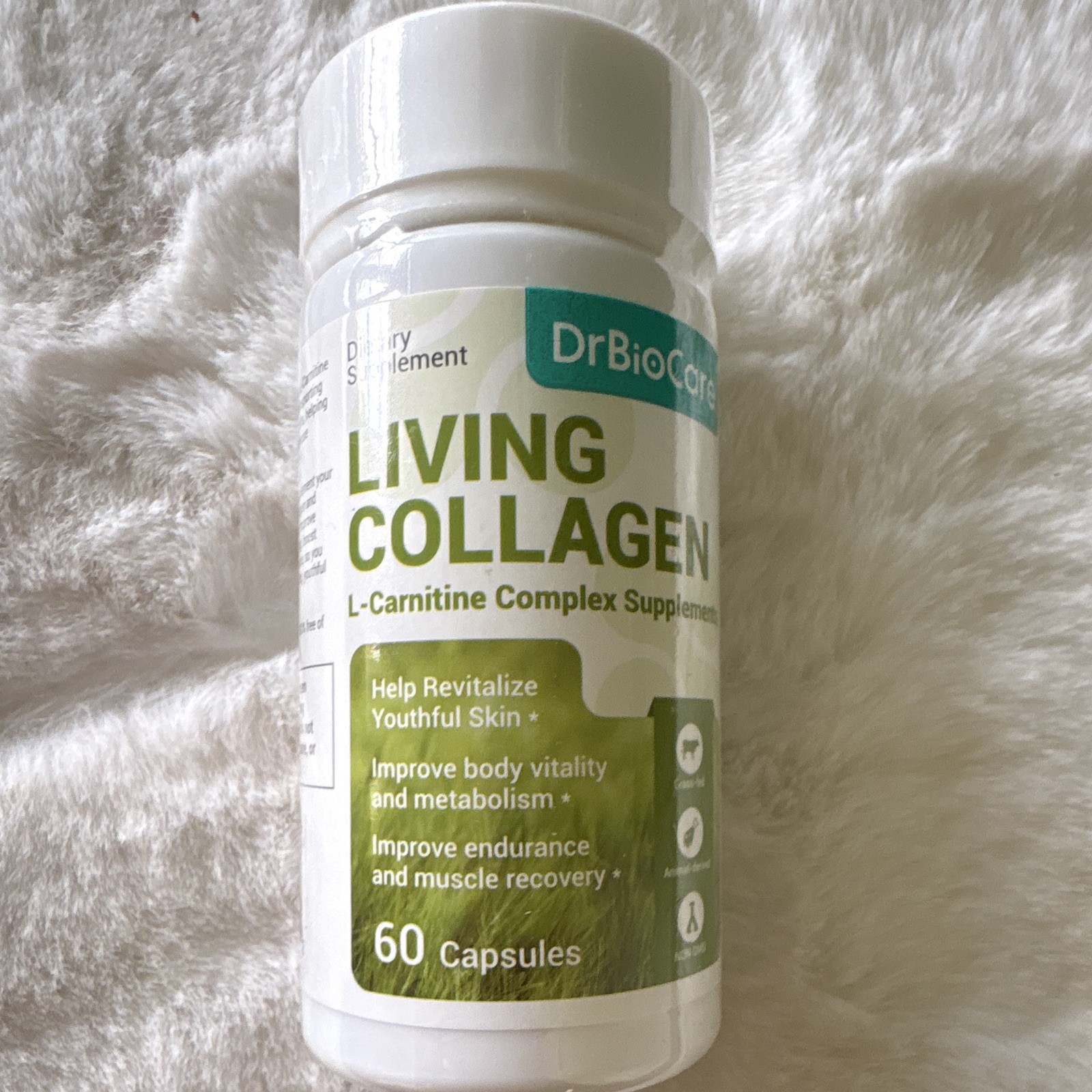 DrBioCare Living Collagen + L-Carnitine 60 Capsules Metabolism Hair Skin Non-GMO