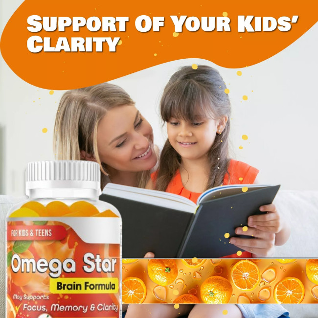 Kids Brain Focus Gummies, Brain Booster Supplement For Kids Omega 3 6 9-10/12/25