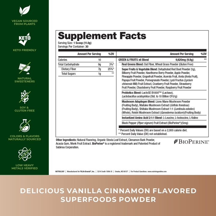 Greens & Fruits Natural Superfood Powder – Vanilla Cinnamon