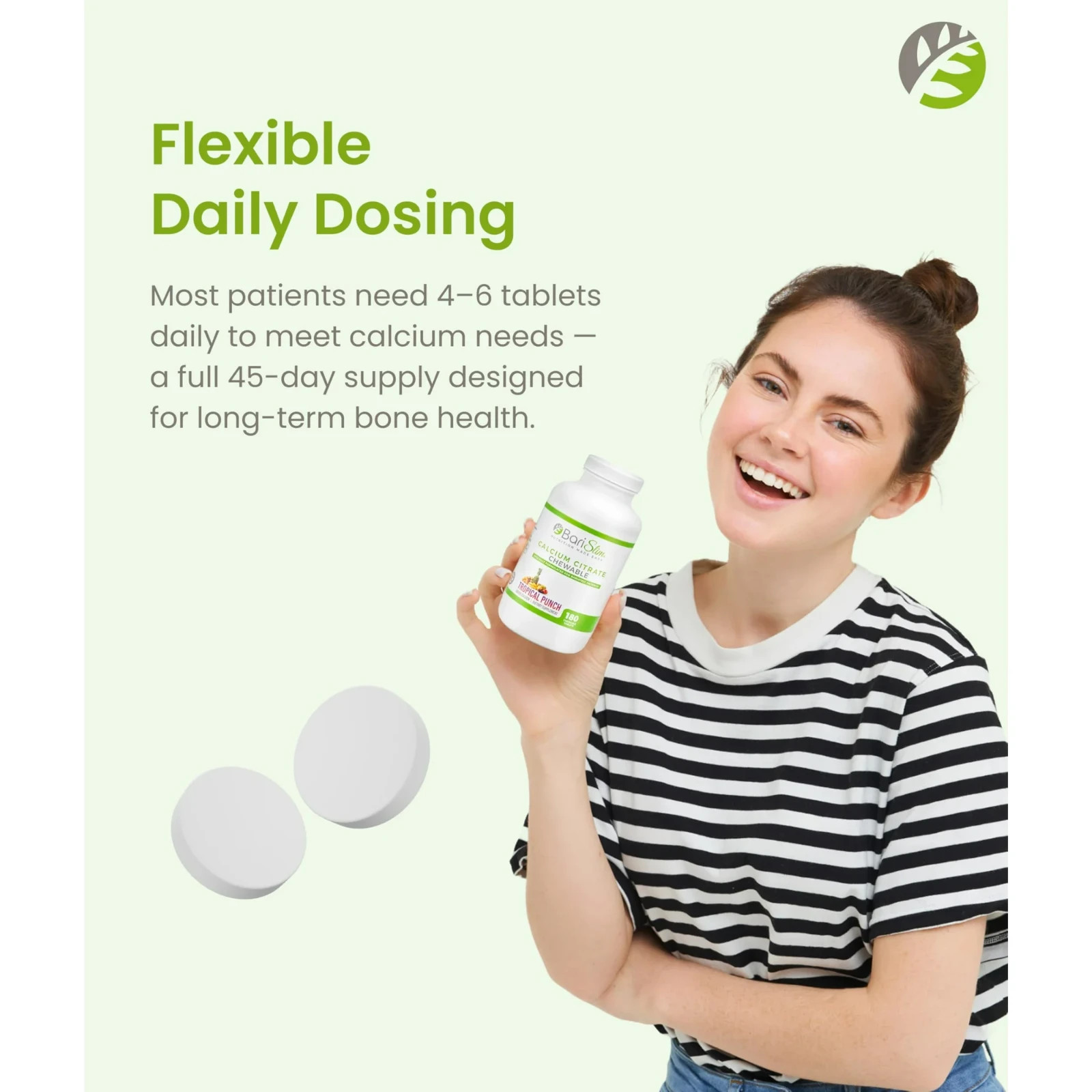 BariSlim Calcium Citrate Chewable Tablet Dietary Supplement, Tropical – 180ct