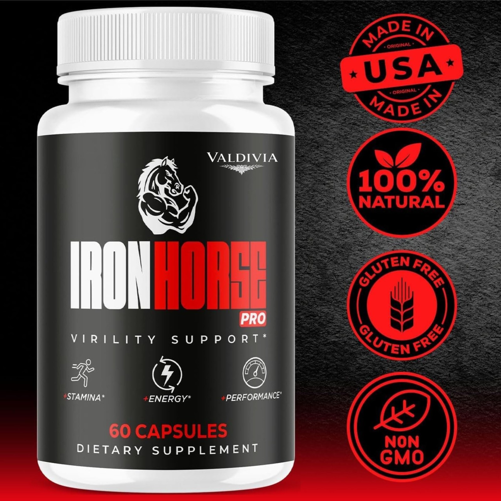 Iron Horse Iron Supplement Capsules Energy Blood Support Anemia 2 Pack 120Ct
